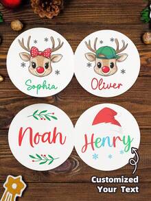 1~120 etiquetas personalizadas - Pegatinas personalizables, etiquetas con nombre de reno navideño, etiquetas de regalo para niños, etiquetas de regalo, hoja de pegatinas navideñas, etiquetas de regalo personalizadas para niño y niña, ideal para cumpleaños, Acción de Gracias, regalos de Navidad, recuerdos de fiesta para Navidad y Halloween, envoltura de regalos, diseño elegante