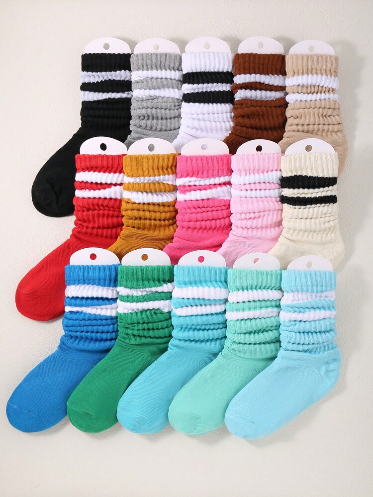 6双叠袜 双杠叠袜 适合女童日常生活/穿衣 秋冬款 透气 舒适 柔软 （1-16岁） - 彩色 - 查看 2
