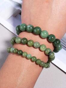 1 hebra de cuentas sueltas de jaspe natural genuino, piedras preciosas semi-preciosas redondas y lisas para hacer joyas, pulseras y collares DIY