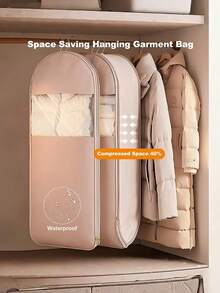 1pc Space-Saving Self-Compression Hanging Clothes Bag, , Zipper Closure, Clothing And Down Jacket Hanging Compression Storage Bag, Wardrobe Organizer, Wardrobe Organizer For Travel, Home, Or Commercial Use, Clothing Storage