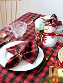 2/6/12 件装格子方形桌布适用于圣诞派对宴会餐桌装饰
