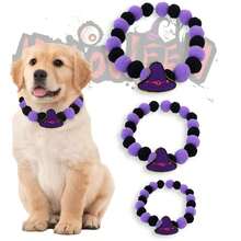 Pet Halloween Felt Ball Collar, Cat Dog Halloween Scarf Pumpkin Pet Outfit Decoration