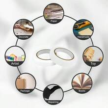 1/2 Roll High Viscosity Double-Sided Tape, Office/Student Double-Sided Tape, Non-Residue Double-Sided Tape, High Viscosity Hot Melt Double-Sided Tape, White Tear-Off Strong Double-Sided Tape, Transparent Office Supplies, 10mm/15mm/20mm/30mm - White - View 6