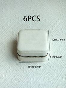 天鹅绒拉链首饰盒，便携式旅行首饰盒，返校 - 白色 - 查看 9