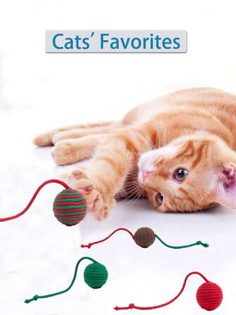 3/5 Piezas - Juguetes de Navidad para Gatos, Pelotas de Juguete para Mascotas, Juguetes de Rábano para Mascotas, Juguetes para Masticar, Juguetes Antiestrés, Autoelevables a Prueba de Sonido, Resistentes al Arañado y Mordeduras, Suministros para Atraer Gatos, Juguetes para Perros y Gatos, Regalos de Navidad para Mascotas