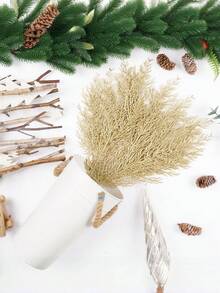 10 piezas Ramitas artificiales de cedro con purpurina dorada, Ramas y tallos de cedro falso, Adornos navideños con hojas de pino con purpurina, Hojas y tallos de cedro artificiales para manualidades DIY, coronas y decoración del hogar, Hojas falsas adecuadas para árboles, coronas y decoración del hogar