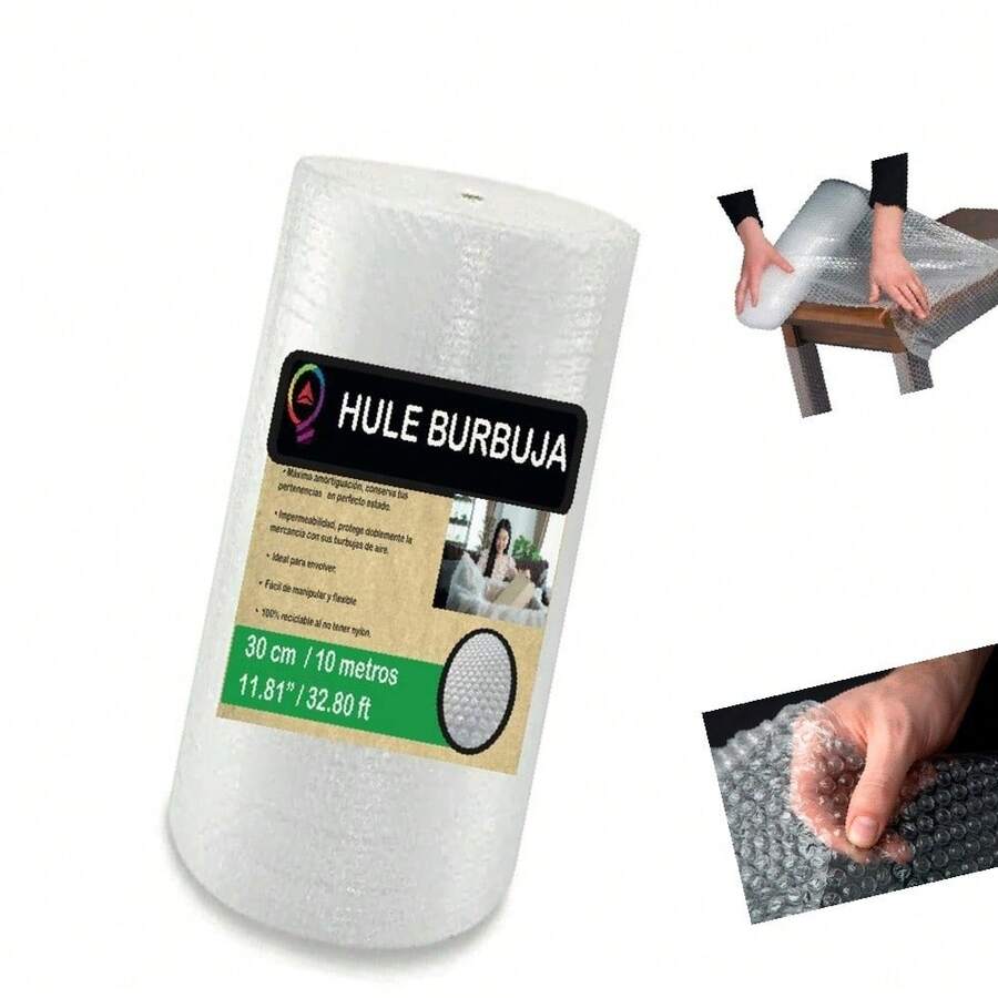 Rollos Polietileno 10 Metros x 30 cm para Empaquetado Objetos Frágiles + 5 Etiquetas - Nº1 en Plástico Burbujas en éxico - Negro - Ver 1