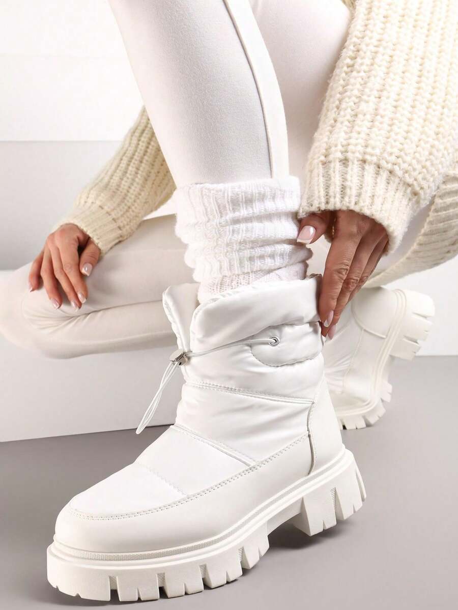 Weiche Pikowane-Schneestiefel für Damen, lässige Winterstiefel - Weiss - Übersicht 1