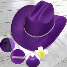 Cowboy Hat Cowgirl Boots Earrings Set Western Earring Felt Fedora Jazz Hat Rodeo Outfit Women Size - Màu tím - Xem 6