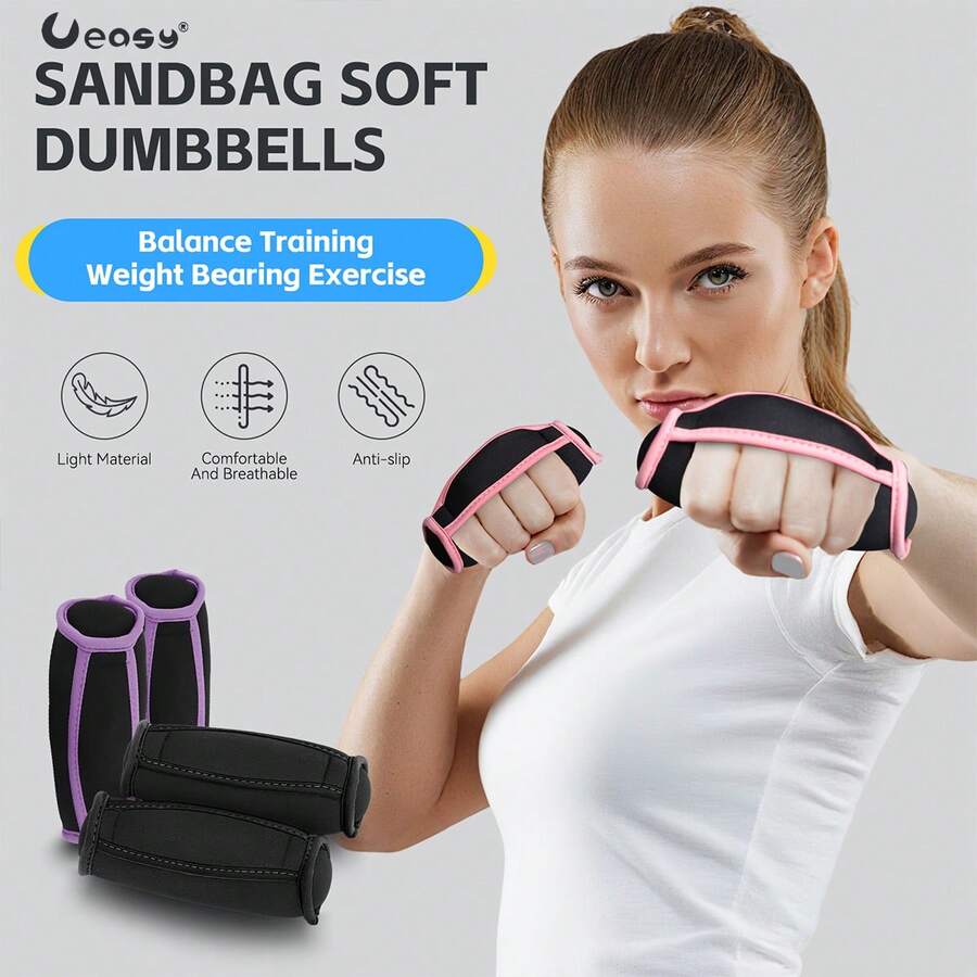 Ueasy Hand Weights Set, Walking Weight Of 2 (0.5lbs Each) Soft Dumbbells Sets For Women Men, Walking Dumbbell With Hand Strap For Workout Running Physical Therapy Aerobics