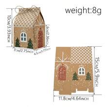25pcs Mini Christmas Party Favor Boxes, Cute Christmas House Boxes With Rope Craft Paper Small Gift Box For Cookie Bakery Candy Cupcake Party Favor
