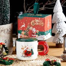 1pc 2025 Christmas Cup, Creative Christmas Cup With Lid & Spoon, Practical & Fashionable Gift, Christmas Decor, High-Quality Christmas Ambiance, Suitable For Breakfast, Oatmeal, Coffee, Large Capacity