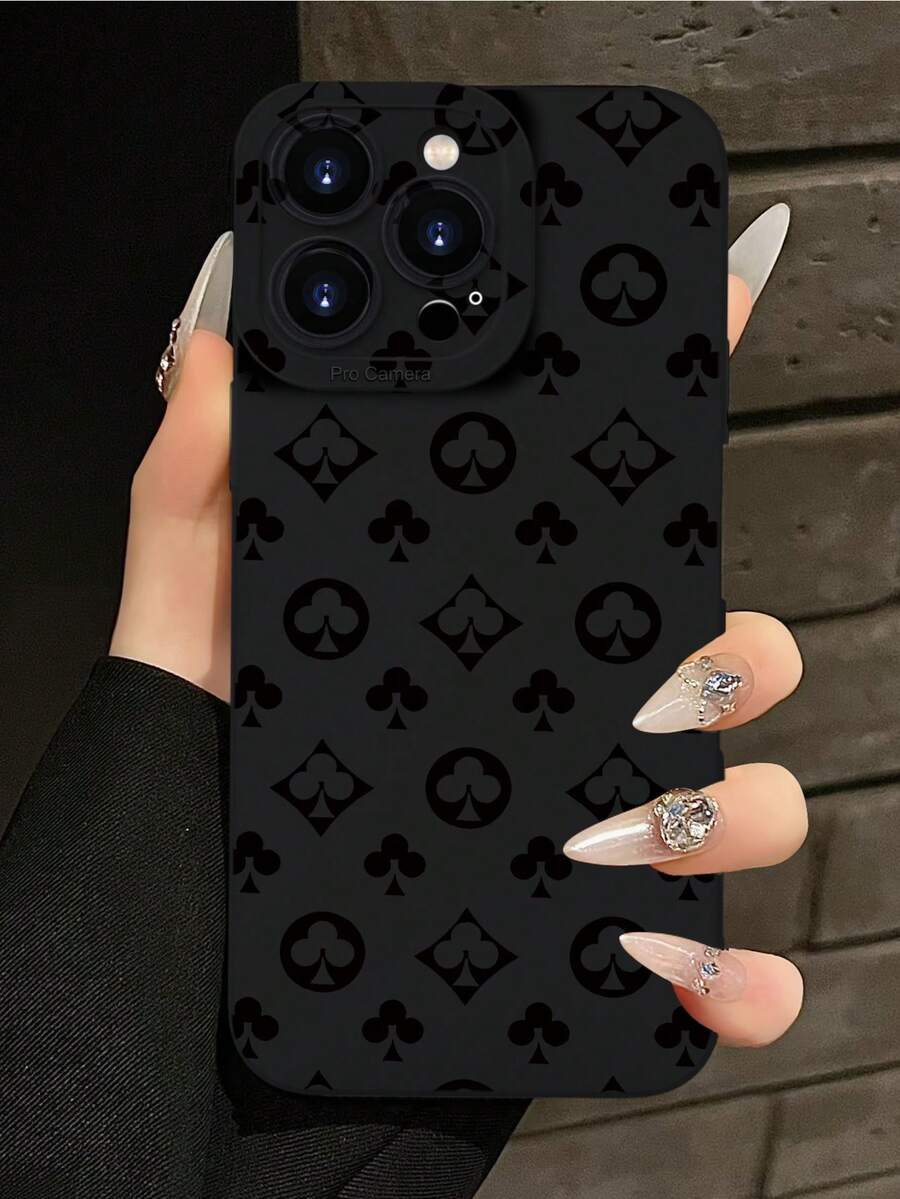 Fashionable Floral Print 2D Pattern Chic Suitable As Gift For Coworkers, Friends, Family, Couples, Birthday, Saudi National Day, Halloween, Christmas, New Year. Matte Black Soft Protective Case Compatible With IPhone 17/16/15/14/13/12/11/Pro/ProMax/X/XR/XS/XSMAX/7/8/PLUS And Models