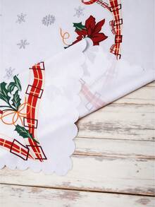 1pc Christmas Tablecloth, Bell & Christmas Tree Design, Waterproof Polyester Tableskirt, Tabletop Decor, Perfect For Christmas Party, Room, Kitchen, Home Decoration - Multicolor - View 10