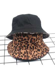 1顶双面涂鸦渔夫帽，豹纹防晒帽，男女通用户外百搭嘻哈印花渔夫帽 - 豹紋雙面漁夫帽 - 查看 7