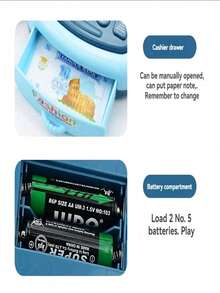 儿童迷你仿真收银机玩具，扫描和多功能声光效果，圣诞节和角色扮演的理想礼物（配件随机分发，由于手工测量可能会有轻微测量误差）