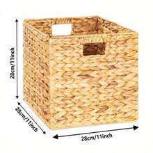Giỏ đựng đồ đan bằng lục bình (1 cái/2 cái/4 cái), Giỏ đựng đồ đa năng cỡ lớn, Giỏ đựng đồ hình khối bằng mây, Thích hợp cho phòng khách, phòng ngủ, nhà bếp, ký túc xá, văn phòng, đựng mỹ phẩm, hộp đựng đồ, giỏ, hộp sắp xếp đồ, lưu trữ trong phòng, hộp đựng đồ, thùng rác, giỏ quà, hộp quà, giỏ quà, tủ treo tường, trang trí nhà cửa, phụ kiện nhà bếp - Màu be - Xem 15