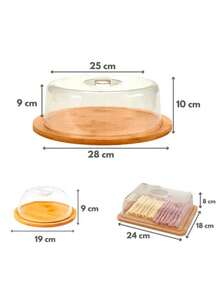 Kit Mesa Posta Em Bambu Boleira Queijeira E Porta Frios 3pç