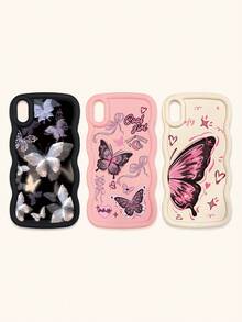 Bộ 3 ốp lưng điện thoại chống sốc hình bướm, viền lượn sóng 3D nổi bật, ốp lưng TPU thời trang, họa tiết lượn sóng sáng tạo và phong cách, bảo vệ toàn diện, chống rơi vỡ, có màu đen, be và hồng, tương thích với iPhone Air/17/17 Pro/17 Pro Max, tương thích với iPhone 13, các dòng điện thoại khác. - Nhiều màu - Xem 48