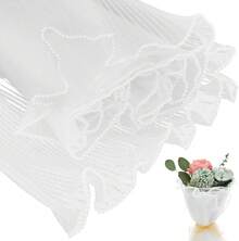4 Yards Flower Wrapping Mesh Paper Pearl Bouquet Packaging Paper Wrinkled Translucent Floral Wrapping Papers White Mesh Wrap Papers Party Favor Decor Florist Supplies Wedding - 白色 - 查看 1