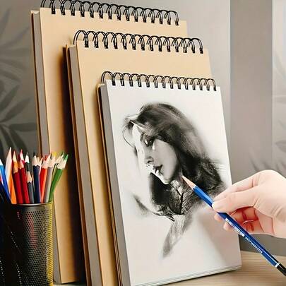 [Caderno Vintage] Caderno espiral vintage de papel kraft, 1 peça | Caderno de desenho em aquarela, diário de scrapbook multiuso