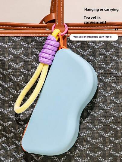 1 pieza, Estuche de gafas de sol de silicona impermeable con cordón y cremallera, bolsa de almacenamiento portátil para gafas de sol, estuche de gafas de sol suave y ligero, perfecto para viajes, viajes de negocios, fiestas en la playa, se puede llevar en la muñeca o adjuntar a la mochila, diseño ligero, regalo ideal para preservar los anteojos, regalo de Navidad, regalo del Día de San Valentín, regalo del Día de la Madre, regalo de cumpleaños