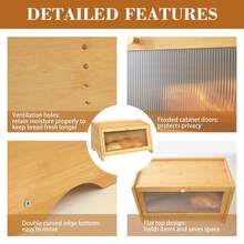 Natural Bamboo Vintage Bread Box, Farmhouse Corner Bread Bin Storage Organizer For Kitchen Counters, Durable Solid Bamboo Holder For Homemade Bread & Toast, Air-Tight Seal Preserves Freshness, Space-Saving Design, Ideal Farmhouse Kitchen Decor & Stylish Storage # BambooDecor # KitchenStyling - Hai lớp - Xem 9