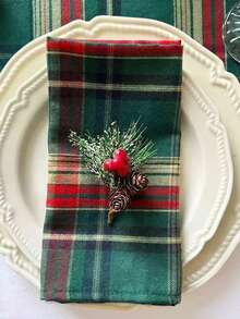 2/6/12 件装格子方形桌布适用于圣诞派对宴会餐桌装饰