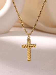 Stainless Steel Tree Of Life Cross Necklaces For Women Men Gold Color Cuban Chain Pendant Necklace Male Female Jewelry Birthday Gift ﻿ - N04135-3 - View 14