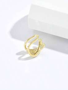 1pc Cubic Zirconia Decor Ear Cuff Copper Jewelry - 黃金 - 查看 5