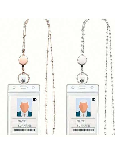 3 件/1 套时尚球珠项链挂绳 - 可伸缩文件夹和钥匙带 - 时尚毛衣链，适合工作和日常穿着