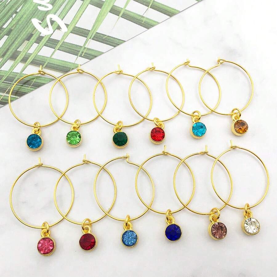 8/10/15pcs Multi-Style 25mm Wine Glass Identification Charms - Fun Party Favors And Markers, Wine Glass Identifiers, Drink Markers For Christmas, Thanksgiving, Birthday Parties - Multicolor - View 1