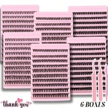 1200PCS Clusters Eyelashes Thick & Fluffy Wispy Lashes 0.07mm D Curling False Eyelashes 30D40D80D/8-16mm Mixed Length Faux Mink Individual Eyelashes Natural Soft Eyelash Extension Cosmetics Suitable For Any Style, Perfect For Daily Makeup, Parties, Travel, Wedding, Christmas, Valentine's, Halloween & Thanksgiving, Festive Glam Beauty - Hồng - Xem 5