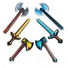 3/4/6 Piezas de grandes espadas inflables únicas, adecuadas para la piscina, juegos de fiesta en la playa, suministros de fiesta de armas inflables de diseño de píxeles ligeros y reutilizables, decoraciones inflables para vacaciones al aire libre