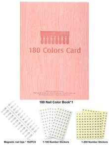 120/180 Colors Magnetic Nail Polish Display Book, Detachable Color Swatch Palette, High-End PU Material Color Card Display Album, Comes With 120/180 Magnetic Card Heads And 1 Piece Of 120/180 Numbered Label, Ideal Choice For Nail Art Design - Multicolor - View 15
