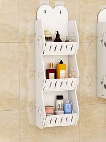 1 pieza Estantería de pared para el baño sin taladro para gel de ducha y cosméticos, organizador de almacenamiento de 2 niveles con ganchos, decoración del hogar y del baño, decoración de otoño, vuelta al cole, estantería de ducha sin taladro, organizador de baño, soporte de champú sin taladro para ducha, estantería de baño sin taladro con 4 ganchos extraíbles, estantería de ducha, decoración del hogar para el baño, entrega de estilo aleatorio para el verano