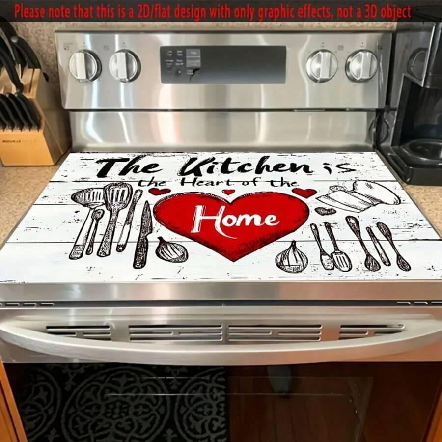 1pc 2D Flat Butterflies And Heart Stove Cover Protector | Inspirational Kitchen Decor For Countertops, Dining Room, Living Room Settings - Phong cách 6 - Xem 1