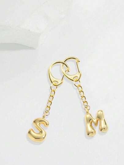 1pcCute Bubble Letter Accessories - A-S-R-L-E Necklace Pendant/Bag Pendant, Shiny Alloy Keychain/Car Keychain, Women's And Girls' Wallet Handbag Decorations, Mother's Day/Valentine's Day/Christmas/New Year Gifts.