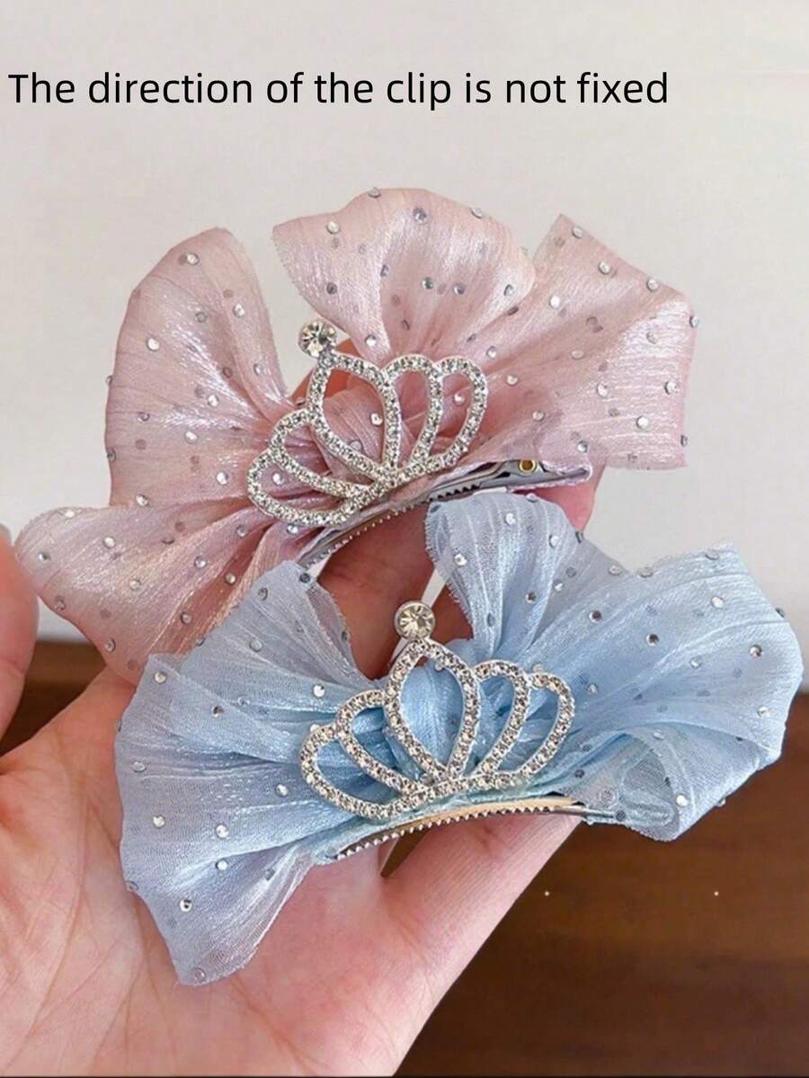 2pcs Cute Dog Themed Hair Accessories, Pet Hair Clips, Crown & Bow Hair Clips