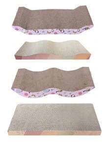 1pc Pet Corrugated Paper Cat Scratching Board, Suitable For Cats, Used For Cat Scratching, Relieve Boredom - Multicolor - View 2