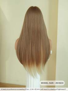 AKAKO Parrucca dritta extra lunga con riflessi biondi-beige chiari per donne - Parrucca sintetica soffice con frangia, capelli in fibra resistente al calore dall'aspetto naturale, parrucche di stile gotico scuro alla moda per uso quotidiano, feste, San Valentino, festival musicali e cosplay di Ognissanti, 71 cm