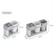 1 Cup, 2Cups Household Washing Cup Bathroom Toothbrush Racks Free Punching Brush Set Tooth Cup Holder Teeth Vertical Cup Holder - Multicolor - View 5