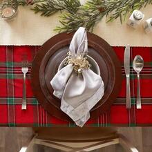 DII CAMZ32812 Mantel para Cena y Festividades Lavable A Maquina 100% de Algodon 177 cm Cuadros Festivos de 4 A 6 Personas - Rojoyverde - Ver 3