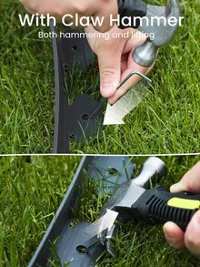Borde de jardín flexible de 4 pulgadas de altura con picos de anclaje de acero galvanizado y kit de borde de césped para cama de flores, camino, proyecto de paisajismo, negro - Negro - Ver 5