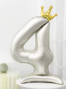 1pc Ivory 42 Inch Pedestal Crown Digital 0-9 Foil Number Balloon For Anniversary Birthday Party Holiday Celebration, Wedding Decoration - Milky White - View 7