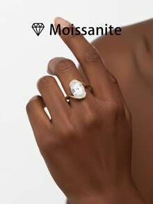 1pc Women's Wedding Ring, Starry Sky Inlaid Ring, 3.7g 925 Sterling Silver, 2 Carat Moissanite, Bohemian Palace Style, Luxury Engagement/Wedding/Anniversary/Valentine's Day Gift, Comes With Moissanite Certificate And Elegant Gift Box - Gold - View 5