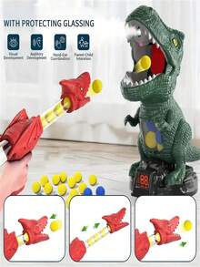 Electronic Dinosaur Shooting Game Toy - Electronic Scoring, Self-Propelled Dinosaur, Sound Effects & Water Spray When Hit, Pneumatic Soft Bullet Gun, Dinosaur Model. Suitable For Children Aged 6-12, Fun Competition Game, Suitable For Park, Indoor And Outdoor, Parent-Child Interactive Toy. Perfect Christmas Gift, Suitable For Boys And Girls (Gun Color: Red Or Blue, Random Delivery). - Multicolor - View 8