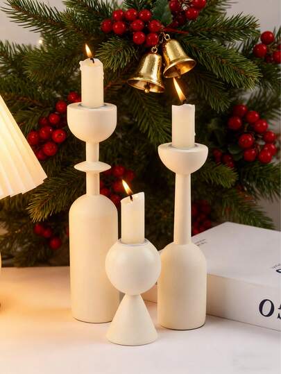 1件/套 简约黑色圆形烛台，复古香薰底座烛台，法式黑色底座烛台，壁龛木质烛台，适用于家居装饰、厨房、餐厅、节日装饰、礼品、圣诞装饰、房间装饰、圣诞礼物