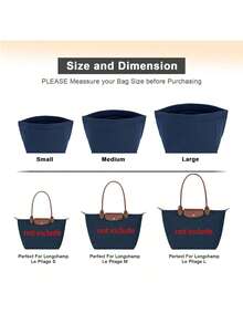 手提包收纳内胆包，多口袋毛毡手提包收纳袋，带拉链、杯架，返校用品 - 藏蓝色 - 查看 6