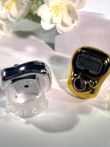 1 件高品质手持式电子计数器，金属设计，带孔按钮，仓库计数设备，圆形计数器，时尚计数器，圣诞节、万圣节、感恩节、游戏礼物 - 彩色 - 查看 1